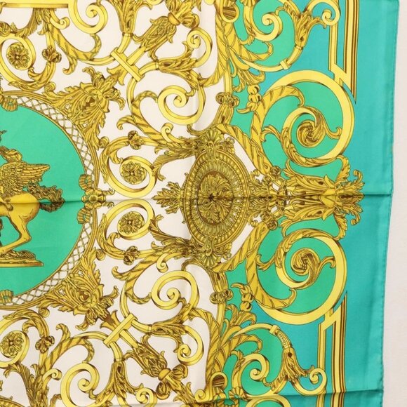 HERMES Carre 90 Scarf ""LES TUILERIE"" Silk Green Auth - Picture 8 of 14